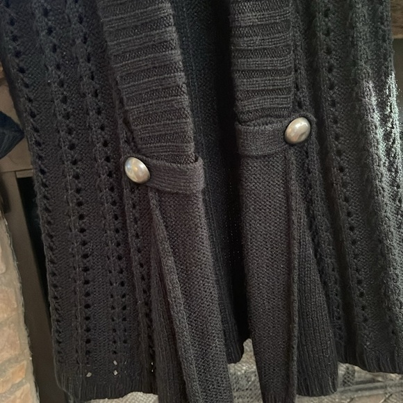 Black cardigan with silver faux buttons. Size medium. - Picture 5 of 10